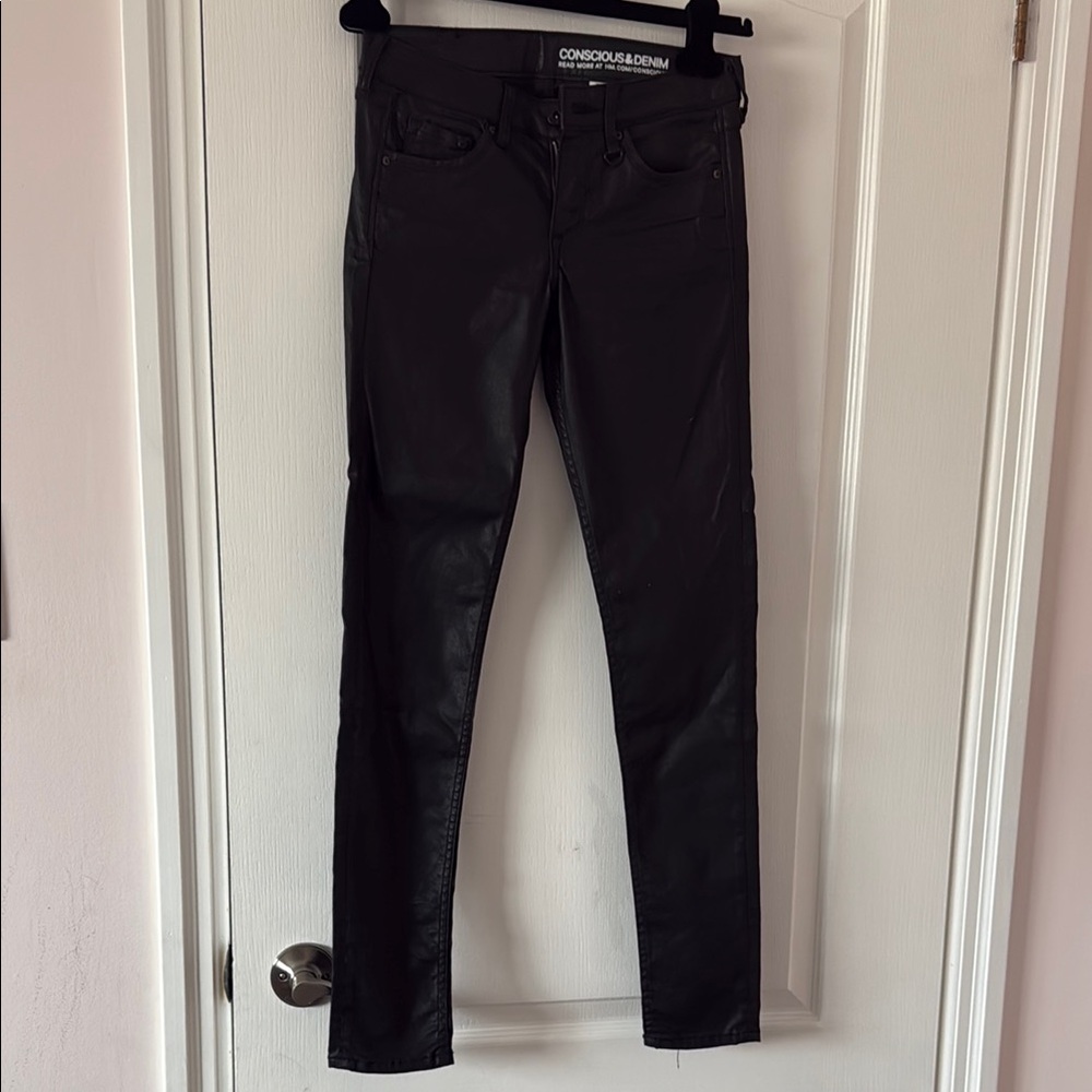 Conscious Denim Black Skinny Waxed Jeans Size 25